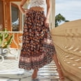thumbnail image 2 of Faldas de estilo bohemio con cintura elástica y volantes fruncidos con botones de encaje informales con estampado de moda para mujer Wmkox8yi FGJ1931, 2 of 9
