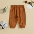 thumbnail image 2 of Ketyyh-chn99 Baby Boys Pants 2024 Toddler Boys' Fashion Kids Clothes Toddler Boys' Solid Color Mid Rise Waistband Leggings Work Pants With Pockets Leggings Brown,18-24 Months, 2 of 5