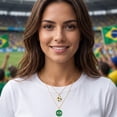 thumbnail image 4 of Cyra | Collar Doble para Mujer con Dije de Bandera de Brasil y balón, Fabricado en Chapa de Oro y esmaltado, Color Dorado, 4 of 4