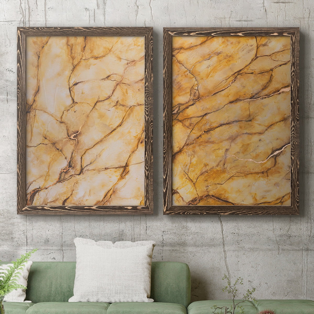 Yellow Marble I - Premium Framed Canvas 2 Piece Set - Ready to Hang