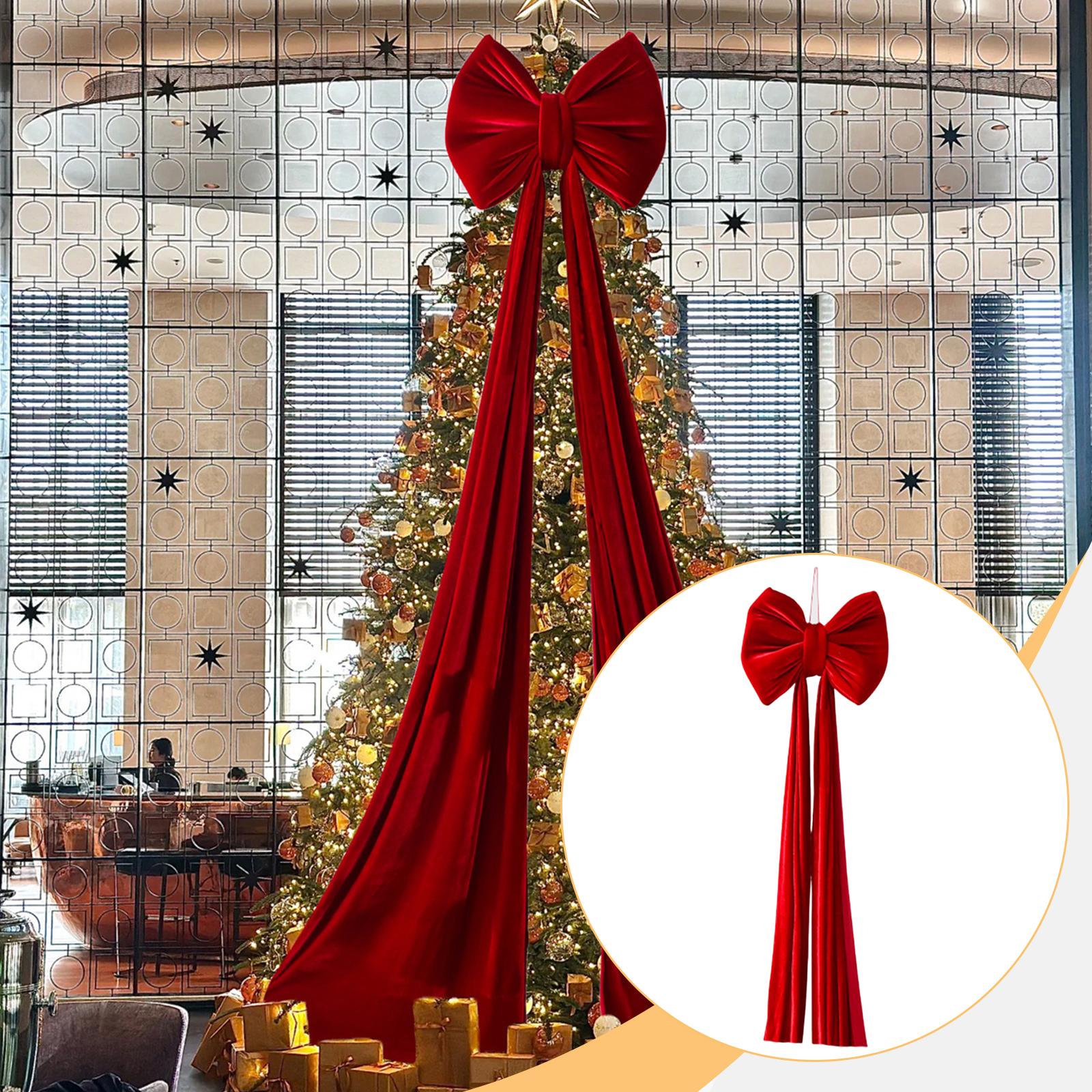 Christmas Tree Topper Bow Velvet Extra Large Size for Home Decor Party and Outdoor Festivities