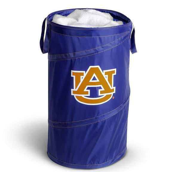 Smart Design Pop Up Spiral Laundry Hamper Bag - 15 x 25 inch - Auburn - Blue and Orange - Tigers
