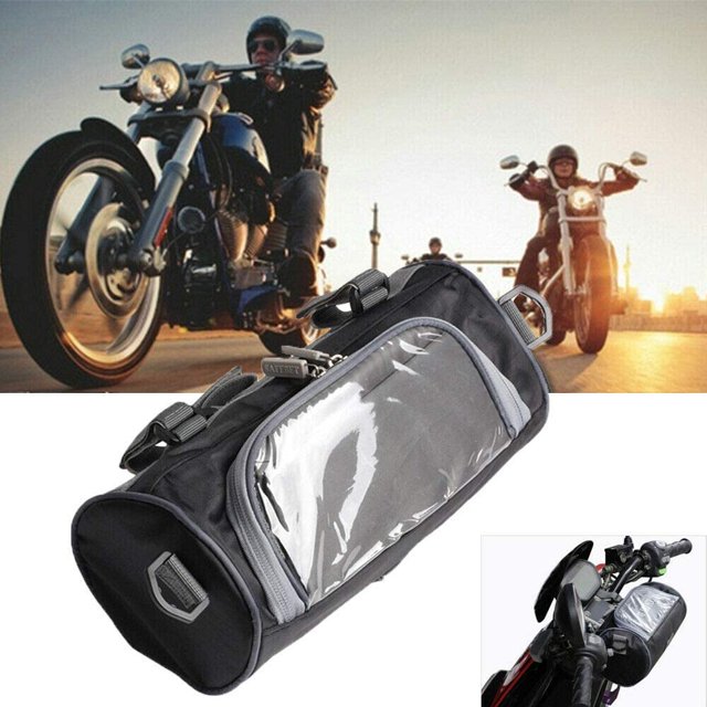Bolso pequeño para manillar de motocicleta, Ride-LargePantalla táctil Bolso pequeño para horquilla Correa de hombro extraíble Impermeable-Bolsa de almacenamiento para manillar delantero de m