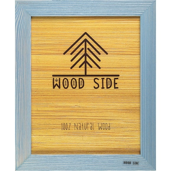 Marco de fotos de madera rústica para póster, 18x24, madera envejecida ecológica sólida natural para marco de fotos de montaje en pared, azul