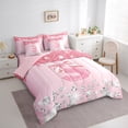 thumbnail image 3 of jejeloiu Personalized Gifts Diamond Bedding Comforter Set 7pcs,Bowtie Letter S Queen Bedding Sets,Pink Sequin Print Queen Sheet Sets For Children,Lightweight Room Decoration Reversible, 3 of 8