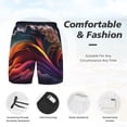 thumbnail image 3 of Balery Colorful Abstract Wave Motion Bañador para hombre, shorts de playa de secado rápido con entrepierna y forro de compresión-Medium, 3 of 6