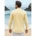 thumbnail image 4 of OALUXE Men's Linen Shirts Long Sleeve Button Down Shirt Band Collar Casual Summer Beach Shirts, 4 of 7
