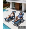 thumbnail image 3 of Domi Outdoor Patio Chaise Lounge Chair Set of 2, HDPE Pool Lounger with Adjustable Reclining Backrest for Poolside, Backyard & Sunbathing, Blue, 3 of 8
