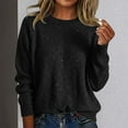 thumbnail image 2 of JIAYUE Women's Sweater Long Sleeve Solid Color Round Neck Pullover Knit Loose Fit Daily Wear Sequins Casual Trendy Female Tops, 2 of 4
