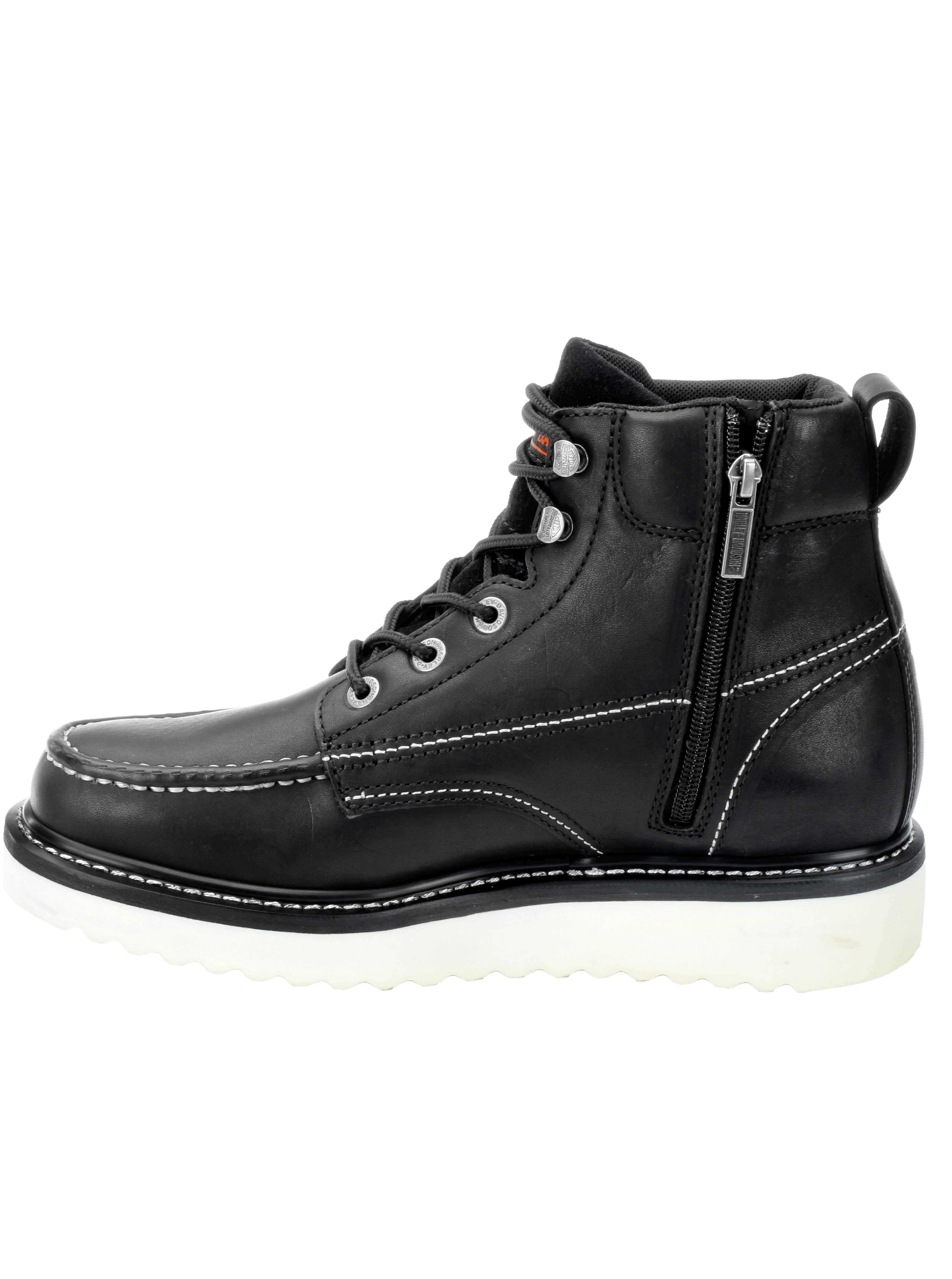 Harley-Davidson Mens Beau Black Leather Side-Zip Moc Toe Riding Boots Size 8.5 M Harley-Davidson® Men main image 2
