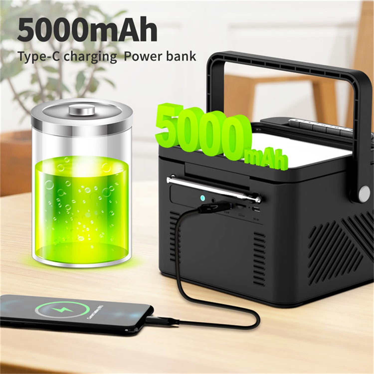 Jazmm 5000mAh Rechargeable CD Player Boombox Cassette Player Combo with Bluetooth, Speakers, Remote, FM, Music