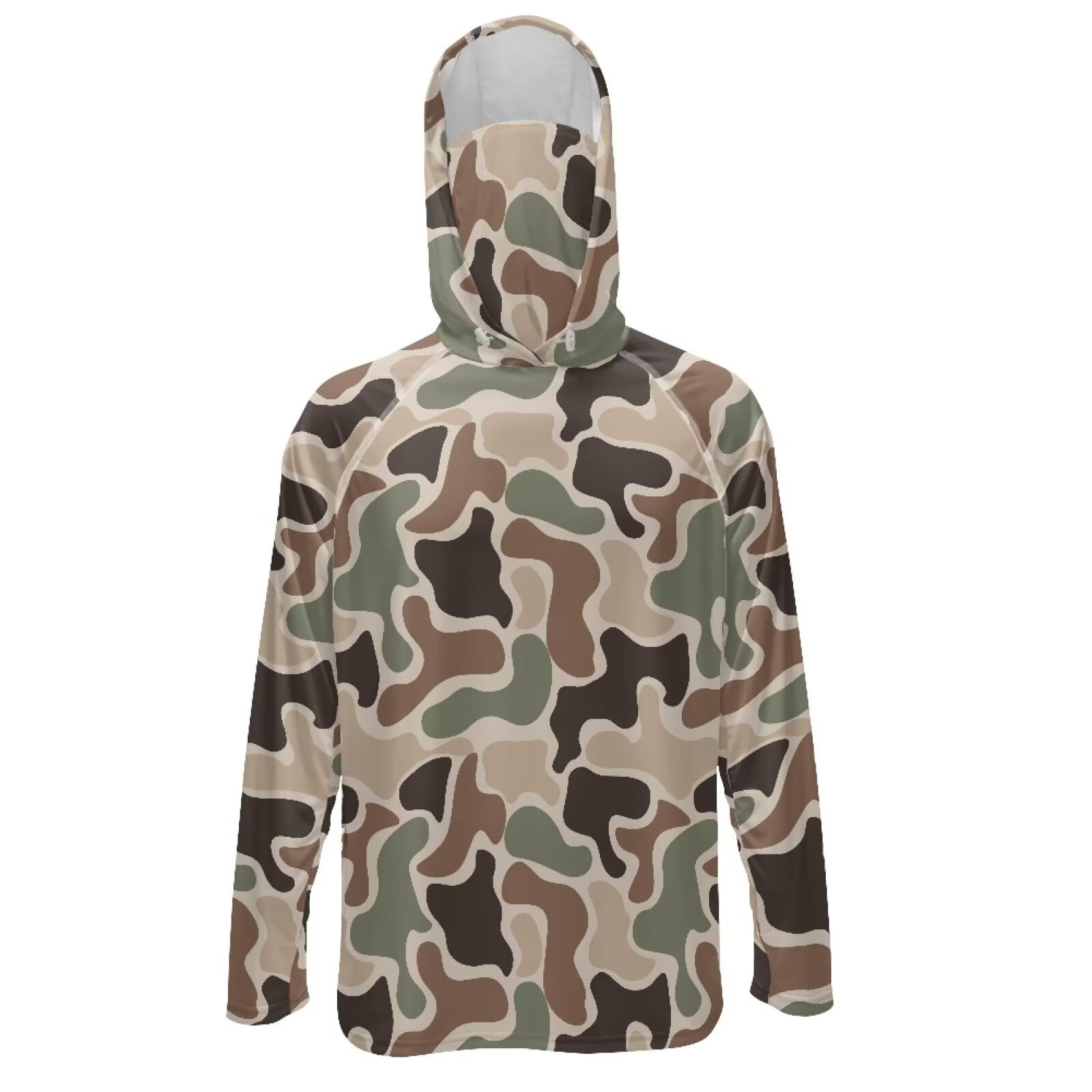 Bulopur Men s UPF 50+ Sun Protection Fishing Hoodie Vintage Camo Hunting Long Sleeve Shirt with Face Mask Quick Dry Lightweight for Outdoor Hiking Running