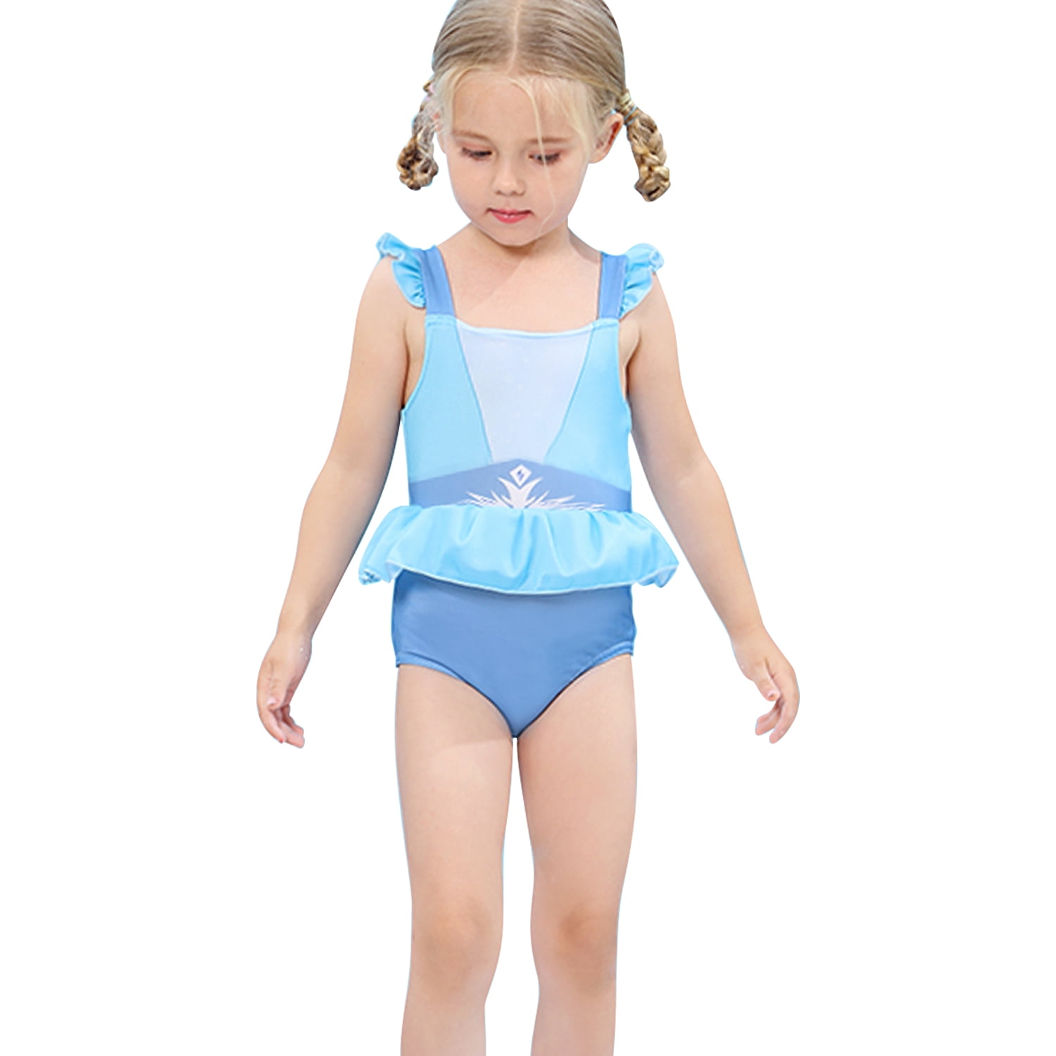 Frozen Anna Elsa Swim Suit Costume Blue Disney Girls Kids 2 3 4 5 6 7 years 