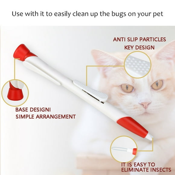 Riforla Pet Catching Pen Cat and Dog Hard Tick Extractor Tick Clip to Lice and Flea Clip Pet Toys Red