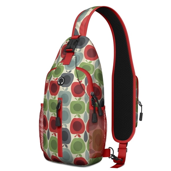 Sac à Dos en Bandoulière Mignon pour Amateur de Pommes avec Imprimé de Fruits Rouges et Verts, Motif de Pomme Classique, Design Kawaii et Amusant avec Peinture Esthétique de Pommes