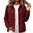 thumbnail image 3 of Ovzne Women's Corduroy Shacket Button Down Jacket Lapel Collar Long Sleeve Coat with Pockets Relaxed Fit Casual Outerwear,Wine Jackets for Women, 3 of 8