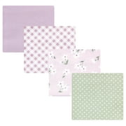 Luvable Friends Hudson Baby Flannel Receiving Blankets 4pk, Purple Floral