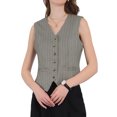 thumbnail image 1 of CHALECO FORMAL DE BOTONES PARA MUJERES INSPIRADO CHIC CON ESCOTE EN V Y RAYAS VINTAGE TAMAÑO M, 1 of 4
