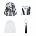 thumbnail image 5 of Women's Beetle Costume Suit Halloween Black and White Stripe Jacket Corset Skirt Set, SIZE L, 5 of 6