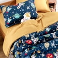 thumbnail image 3 of Sleep Zone Kids Bedding Comforter Set Full/Queen Size - Super Cute & Soft Kids Bedding 7 Pieces Set with Comforter, Sheet, Pillowcase & Sham (Rocket Galaxy), 3 of 7