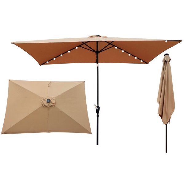 Dcenta 10 x 6.5t Rectangular Patio Umbrella Solar LED Lighted Outdoor
