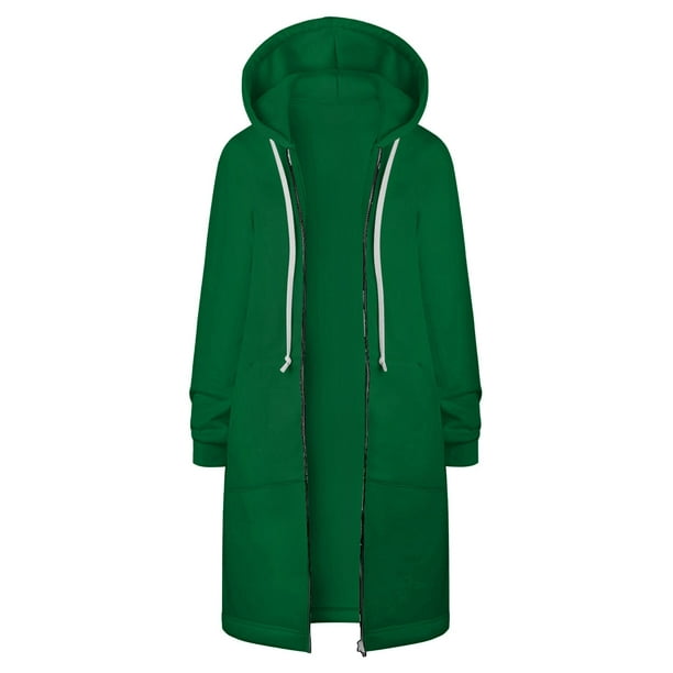 hoksml Womens Coats, Women's Long Hoodie, Women's Autumn Winter Sweater Mid  Length Plus Size Loose Zip Sweatshirt Clearance 