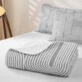 thumbnail image 4 of Castle Fairy Minimalist Stripes Twin Quilt Set 2 Pieces,Geometric Thin Line Texture Twin Coverlet Set,Light Gray White,1 Bedspread and 1 Pillowcase, 4 of 7