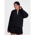 thumbnail image 2 of Avia Women's and Women's Plus Ribbed Ottoman Quarter Zip Sweatshirt, Sizes XS-4X, 2 of 6