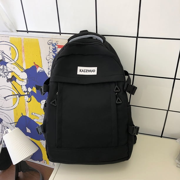 Mochila de moda para niños Mochila grande para estudiantes Mochila con cremallera Mochila informal (Negro) FLhrweasw Nuevo