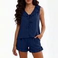thumbnail image 2 of PIWHJQK Women Pajama Sets 2 Piece Loungewear Sets Fashion Women Short Sleeve And Short Pants Casual 2PC Sets With Pockets Sleepwear, 2 of 5