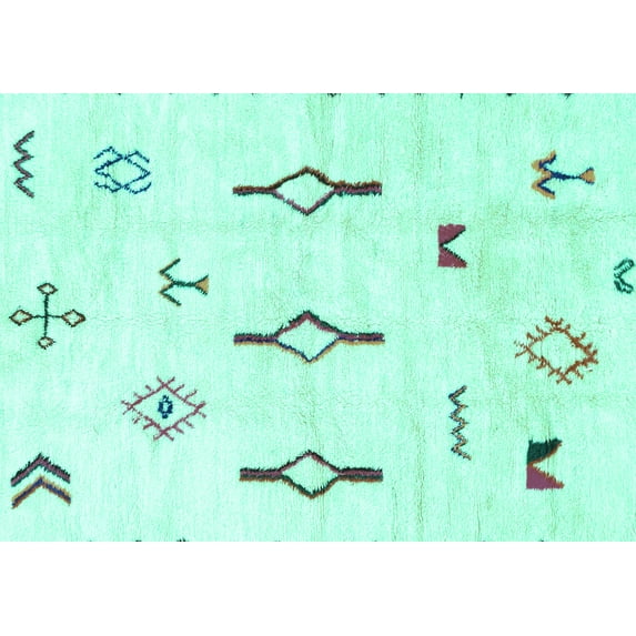 Ahgly Company Machine Washable Indoor Rectangle Solid Turquoise Blue Modern Area Rugs, 4' x 6'