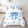 thumbnail image 2 of Feelyou Princess Bowknot Bedding Comforter Set 7pcs, Blue Butterfly Full Bedding Set, 2 of 8