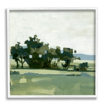 Rural Tree Grove Grassland Landscape Painting White Framed Art Print Wall Art