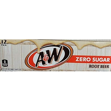 A&W Zero Sugar Root Beer Soda, 12 Oz 12 Cans