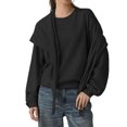 thumbnail image 2 of JUUNthy Womens Sweater with Matching Shawl, Crewneck Soft Knitted Long Sleeve Casual Pullover Sweater Tops Gray S, 2 of 13