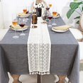 thumbnail image 3 of Table Runner, Cotton Crochet Lace Table Runner With Tassels, Vintage Wedding Table Runner Bohemians Dining Room Style, 3 of 5