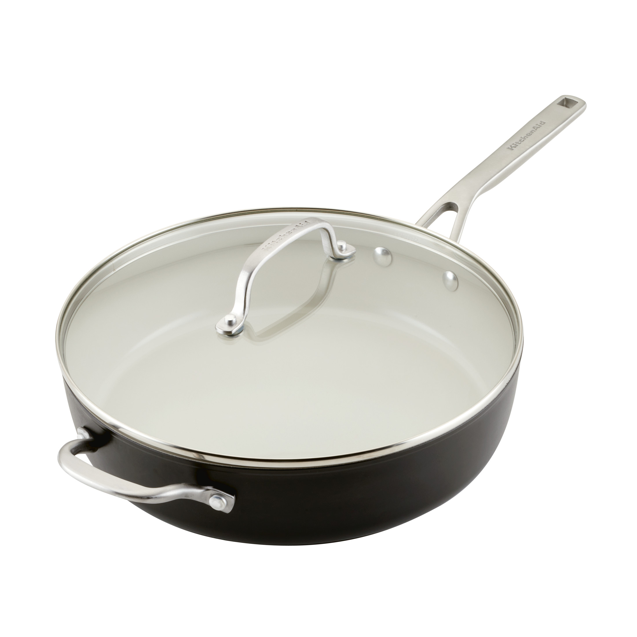 KitchenAid Hard Anodized Ceramic Nonstick Sauté Pan with Lid, 5-Quart, Pistachio