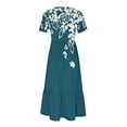 thumbnail image 4 of Pisexur Robes d'Été pour Femmes à Col Rond, Robe Fluide Plissée Tendance à Manches Courtes, Mode avec Poche, Robe d'Été de Plage Évasée à Imprimé Floral, 4 of 4