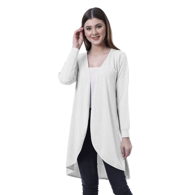 Moomaya Cardigan Long en Coton à Manches Longues Hi-Lo pour Femmes
