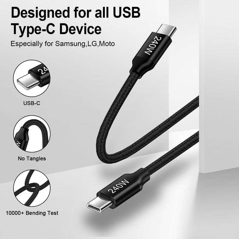 2 Pack PD 20W Fast Wall Charger Block, 20W Phone Charger with 6FT Type C Charger Block Cables, Compatible with iPhone 17/16/15 Pro Max iPad Pro Galaxy S26 Android,Black