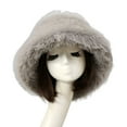 thumbnail image 2 of Hyasfey Bucket Hat Oversized Fluffy Wide Brim Soft Thickened Ear Faux Fur Winter Thermal Women Fisherman Cap for Daily Life, 2 of 8
