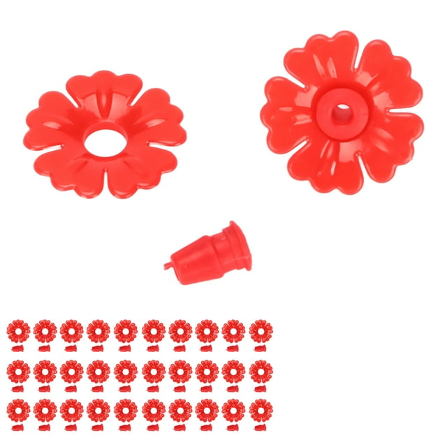 Mangeoire pour Colibris Fleurs, Couleurs Vives Attrayantes Port d'Alimentation de Remplacement Compatible 30 Ensemble pour Extérieur Rouge