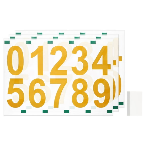 3 Sheets/30 Pack Mailbox Numbers for Outside, 4" 0-9 Vinyl Stickers, Gold