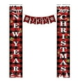 thumbnail image 1 of Christmas Curtain Set 300D Oxford Cloth + Wooden Pole (1 Pair Of Curtain + 5 Small Banners), 1 of 5