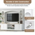 thumbnail image 6 of Elegant Arched Entertainment Center Wall Unit with Bookshelf, Farmhouse Large TV Stand with Wood Grain for TVs Up to 70", 91inch Stylish Media Console with Adjustable Shelves for Living Room, White, 6 of 7