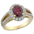 thumbnail image 1 of 14K Yellow Gold Enhanced Ruby Halo Ring Oval 8x6 mm with Diamond Accents, size 5, 1 of 4