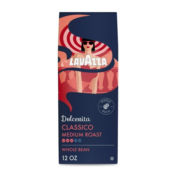 Lavazza Dolcevita Classico Whole Bean Coffee, Medium Roast, Arabica and Robusta Blend, 12 oz Bag