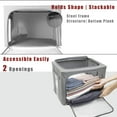 thumbnail image 3 of Clothes Storage Box Bins Stackable Foldable Organizer with Metal Frame for Clothing Bedding Shelves,Closet Container with Clear Window Zipper and Label Holder (Gray,Small-40L x3 Pack), 3 of 13
