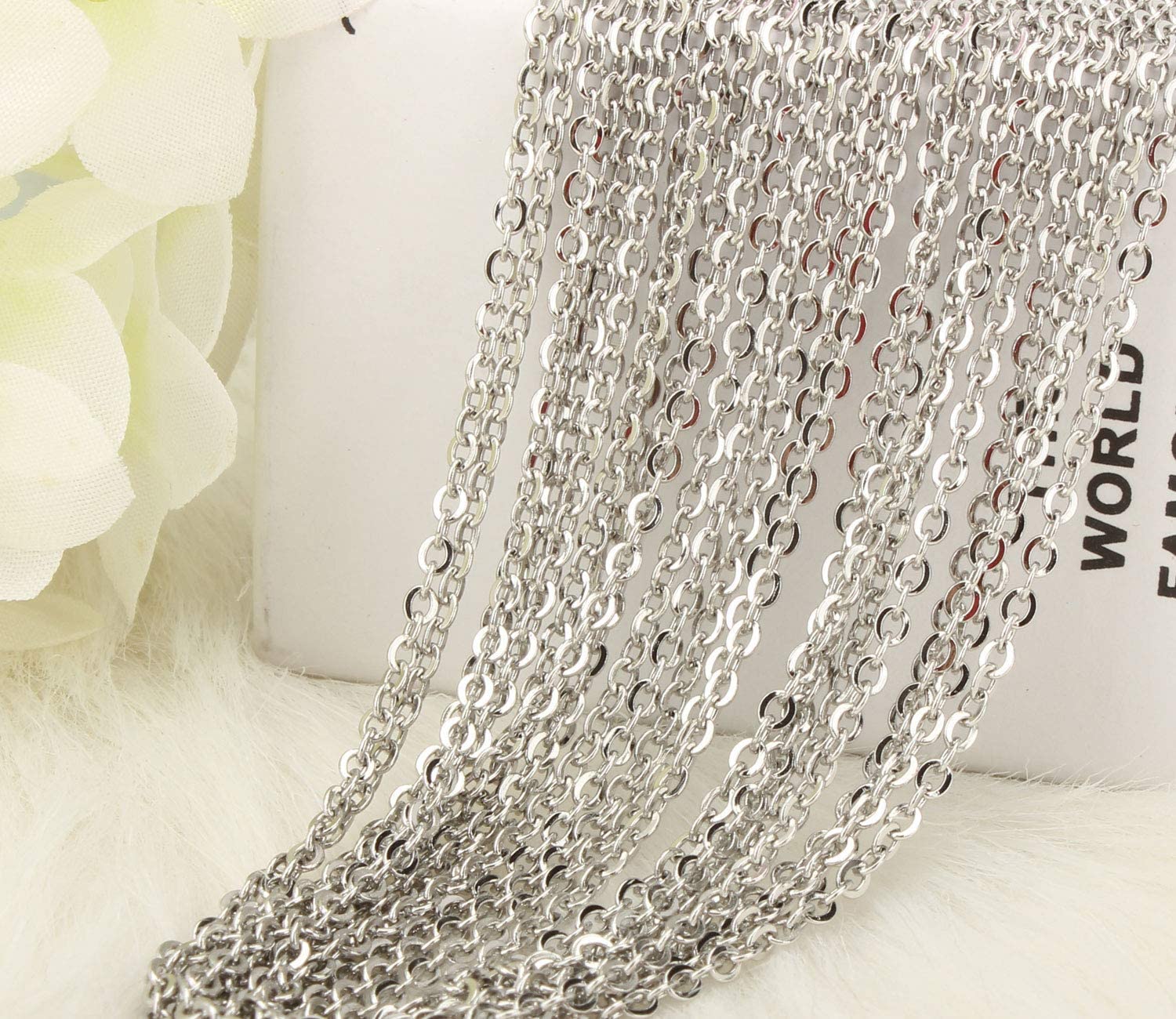 12 Pcs Stainless Steel Cable Chain Necklace Chains Bulk for Women Jewelry  Making 