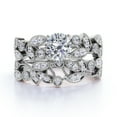 thumbnail image 4 of JeenMata Round Cut Diamond - Vintage - Flower - Milgrain - Engagement Ring - Wedding Set - 10K White Gold, 4 of 7